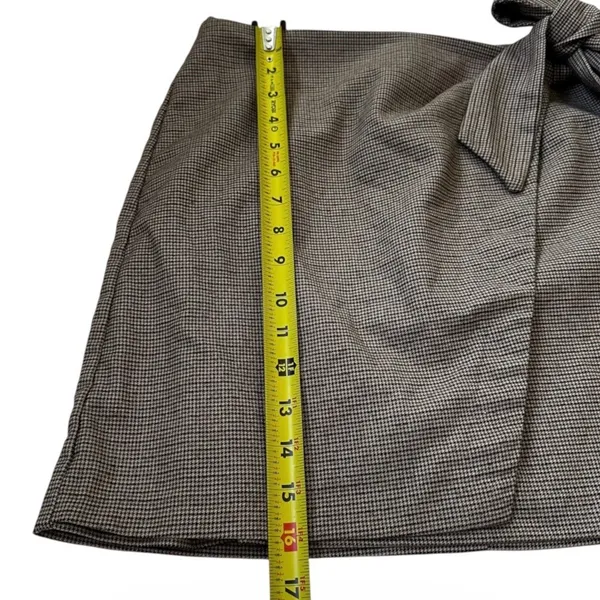 Rachel Zoe Houndstooth Wrap Mini Skirt Brown Black Tie Waist Size 6 | 0150 - Image 4