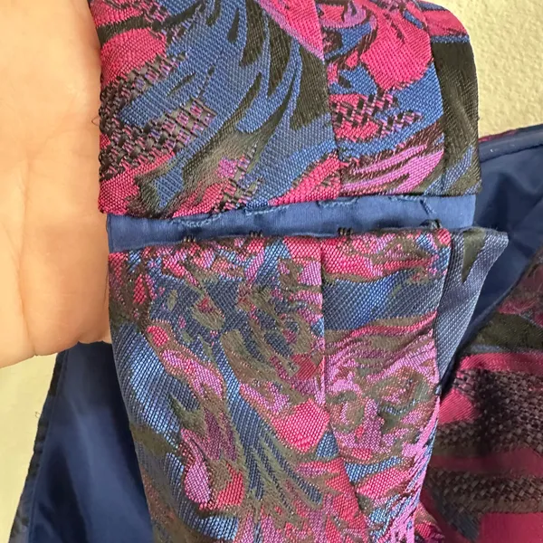 Adrianna Papell Size 20 Blue Pink Brocade Floral Formal Dress One Shoulder - Image 10