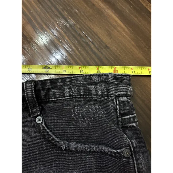 Free People Distressed Black Mini Skirt Size 10 Denim - Image 8