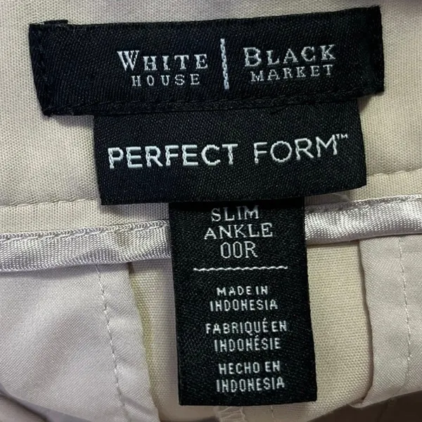 White House Black Market Perfect Form Cream Straight Slim Ankle Trousers Pants 0 - Image 4