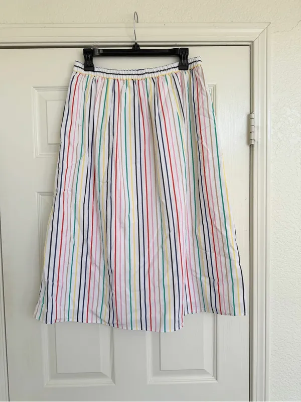 J. Crew Stripe Colorful Midi Skirt Size M - Image 8
