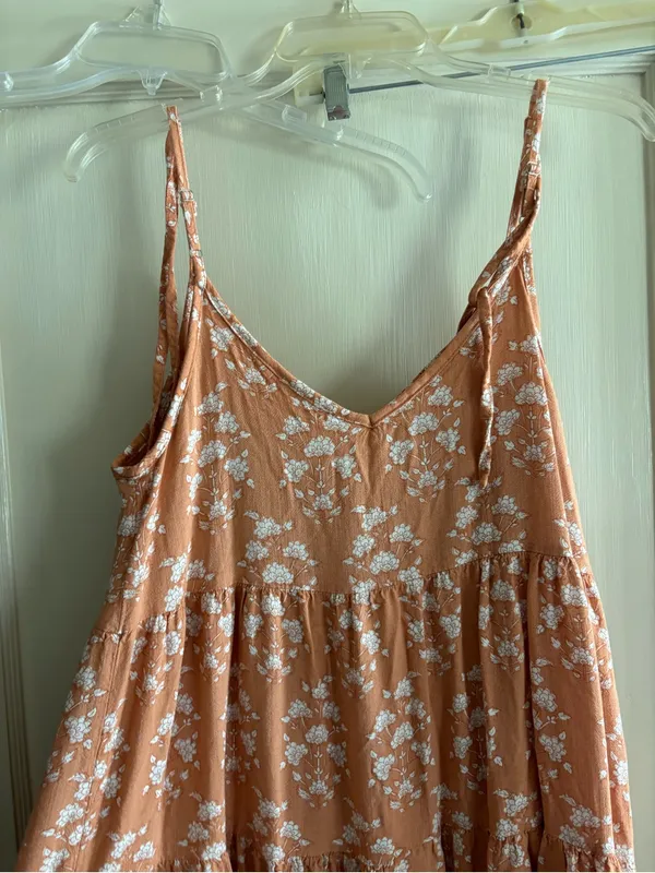 Floral Tiered Slip Dress - Peach Floral - Image 3