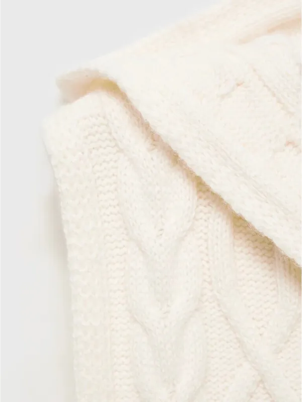Mango Cable-Knit Gilet with Hood NWT Ecru Small - Image 7