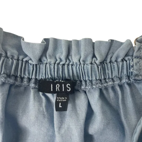 Iris Women's Size‎ Large Cottage Coquette Top Smocked Milk Maid Chambray - Image 5