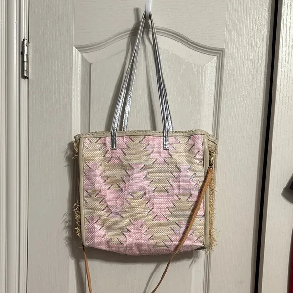 NWOT Anthropologie En Shalla Woven Fringe Tote Shoulder Bag Boho Artsy Beach - Image 3