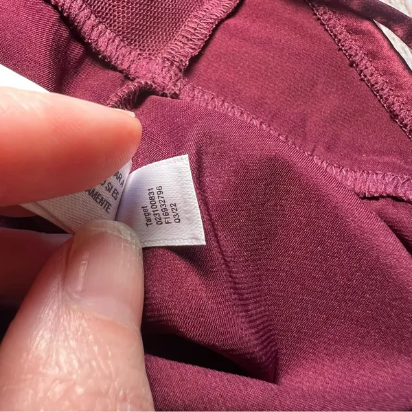 Auden Satin Babydoll Lingerie‎ Slip Dress Women's Size Large Strappy Burgundy - Image 11