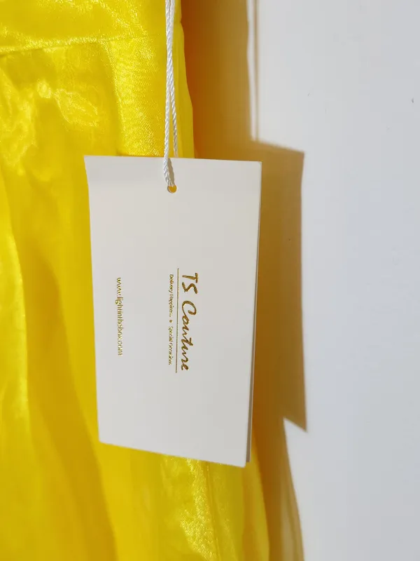 TS Couture Yellow Organza Evening Maxi Dress Size Medium NWT Flaw - Image 12
