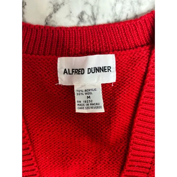 Alfred Dunner vintage wool blend Red VNeck Knit Button-Front Sweater Vest medium - Image 6