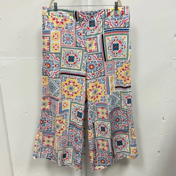 Eloquii Women’s Boho Mosaic Print Cotton Wide Leg Cropped Pull On Pants‎ Sz 20 - Image 2