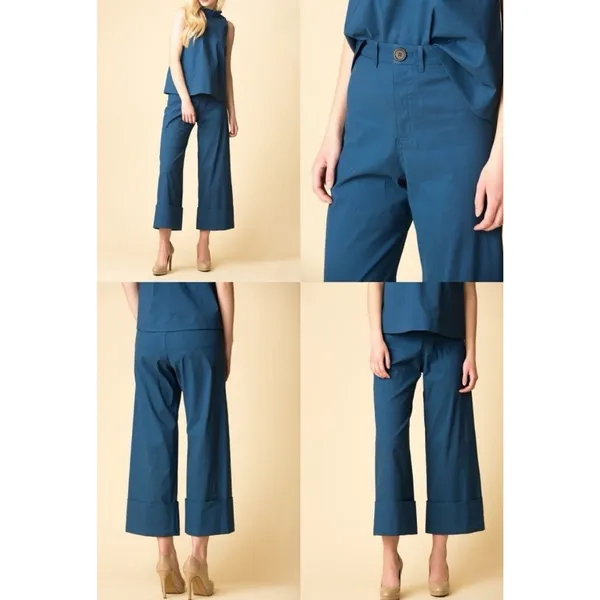 Sea New York $368 Winona Linen Blend‎ Cuffed High Rise Wide Leg Pants Size 0 - Image 2