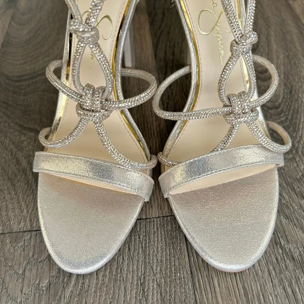 Jessica Simpson Josy Gold Rhinestone Stiletto Heels Size 7.5 - Image 7