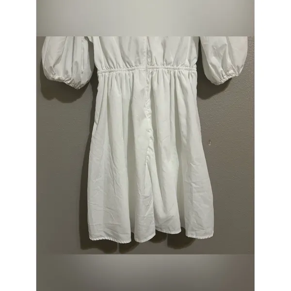 Abercrombie & Fitch White Puff Sleeve Cottagecore Mini Dress Women’s Size Medium - Image 8