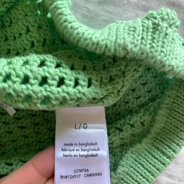 Weworewhat Green Cotton Crochet Open Knit Crop Tank Top Festival Beach Large - Image 5