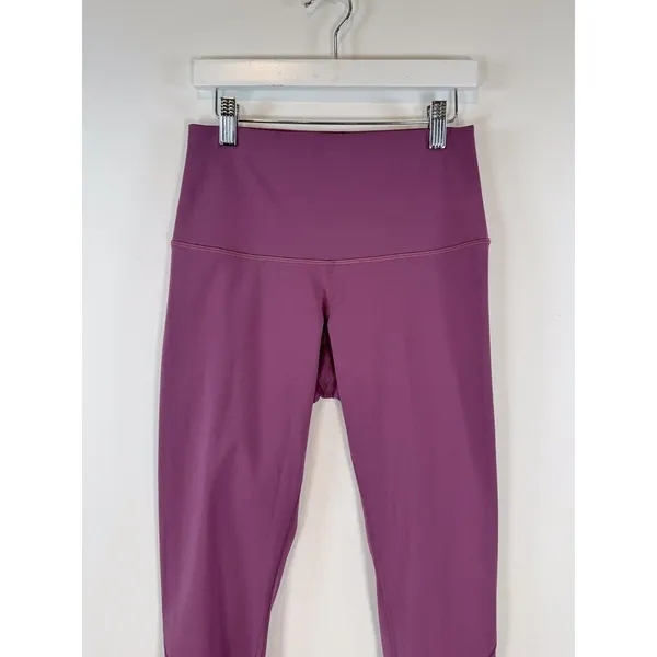 Lululemon Women Leggings Purple Wunder Under Crop Scallop Pull On Stretch Size 6 - Image 6