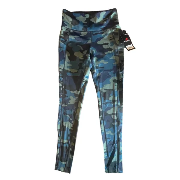 New Balance Womens Blue Camo High Rise Pocket Leggings‎ WP13471X Fast Drying S - Image 2