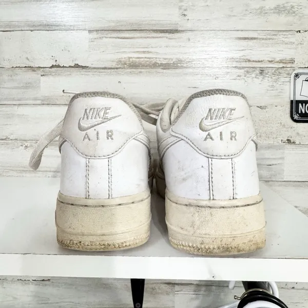 Nike Shoes Size 7.5 Air‎ Force 1 White Leather Low Top Sneakers Lace Up Casual - Image 7