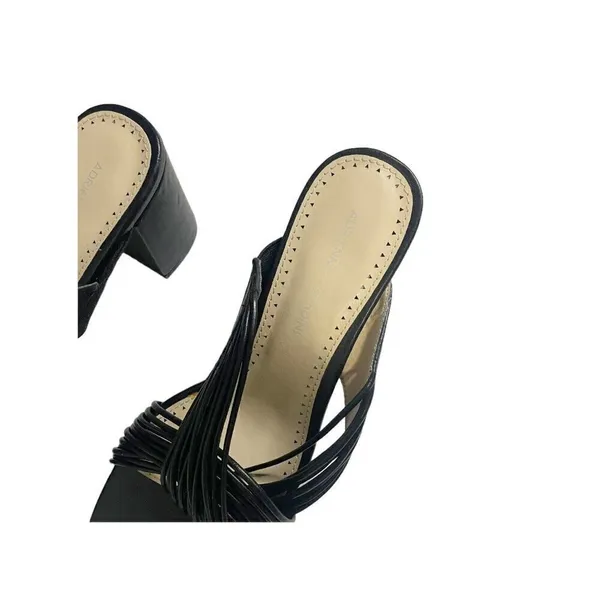 Adrienne Vittadini Annalee‎ Sandals Sz 8.5 Black Slip On Open Toe Block Heel - Image 4