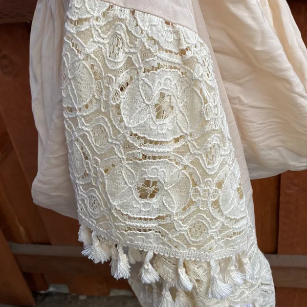 CUPSHE Cream V Neck Sleeveless Lace Tassel Smocked Waist Maxi Dress Size M - Image 10
