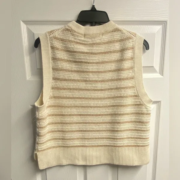 NWOT French Connection Striped Sweater Vest W/ Metallic Shimmer Size Large - Image 4