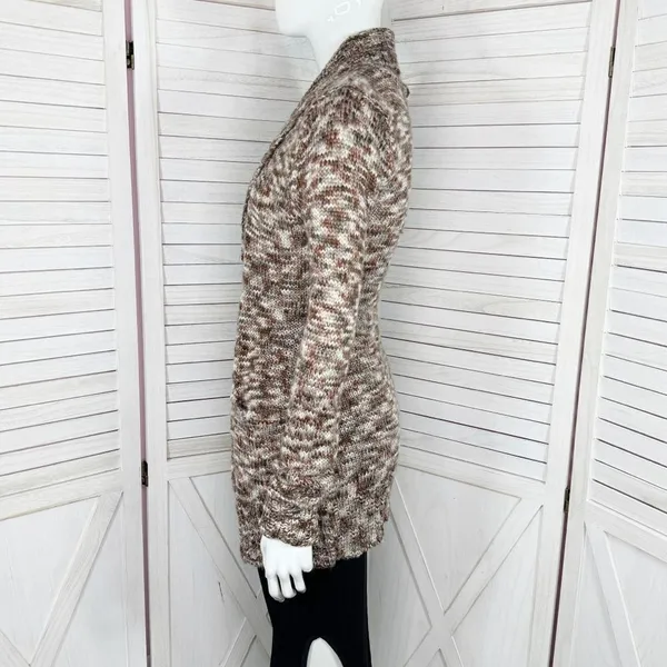 Billabong Marled Cardigan Sweater Brown Multi Juniors Large‎ Button Shawl Collar - Image 3