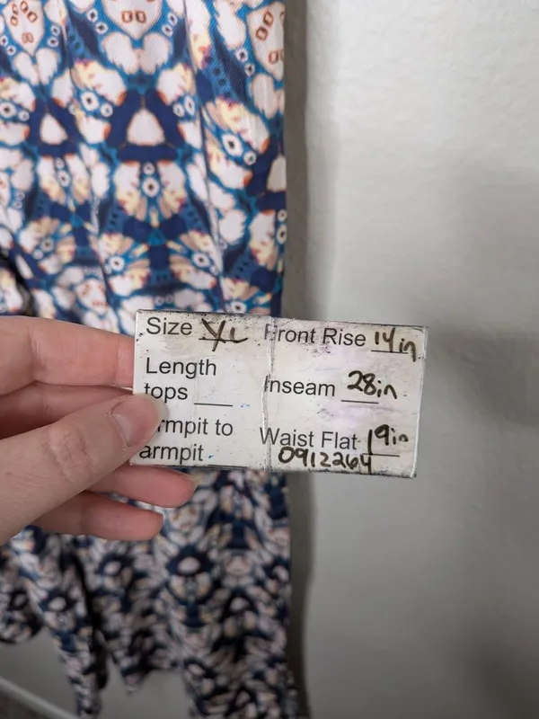 Anthropologie Geometrical Blue White Wide-Leg Pull on Pants XL - Image 9