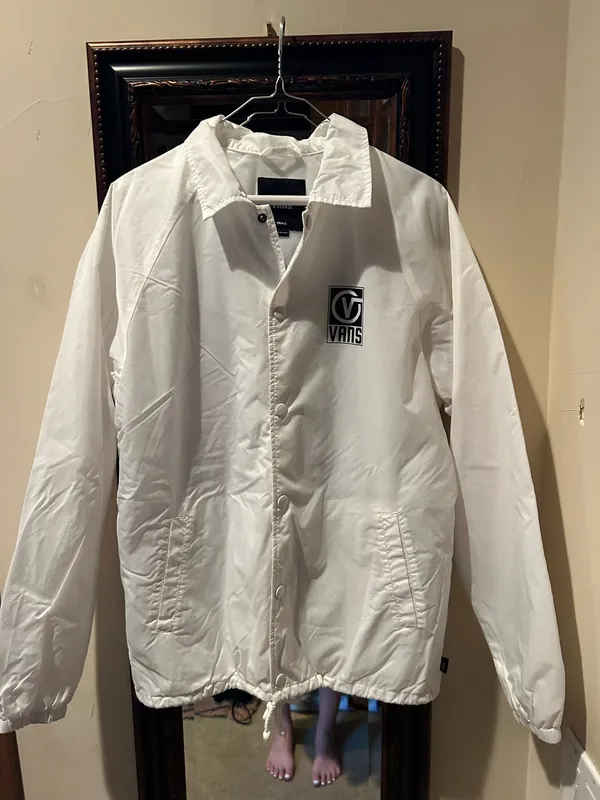Vans White Windbreaker Jacket with Black Logo - Image 2