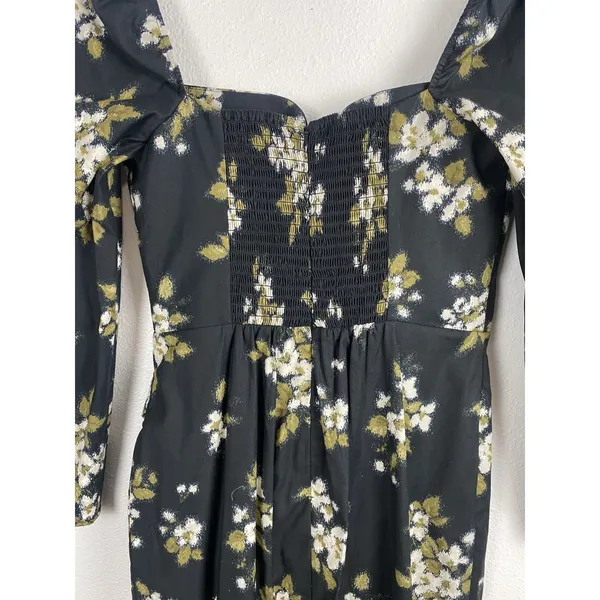 Reformation Floral Sweetheart Neck Midi Dress Long Sleeve Side Slit Size 6 - Image 12