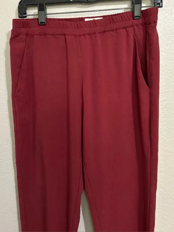 Marine Layer Allison Burgundy Relaxed Fit Pull On Trouser Pants Women’s Small - Image 3