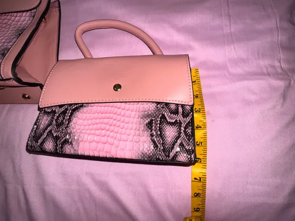 Pink faux leather snake print purse duo - Image 4