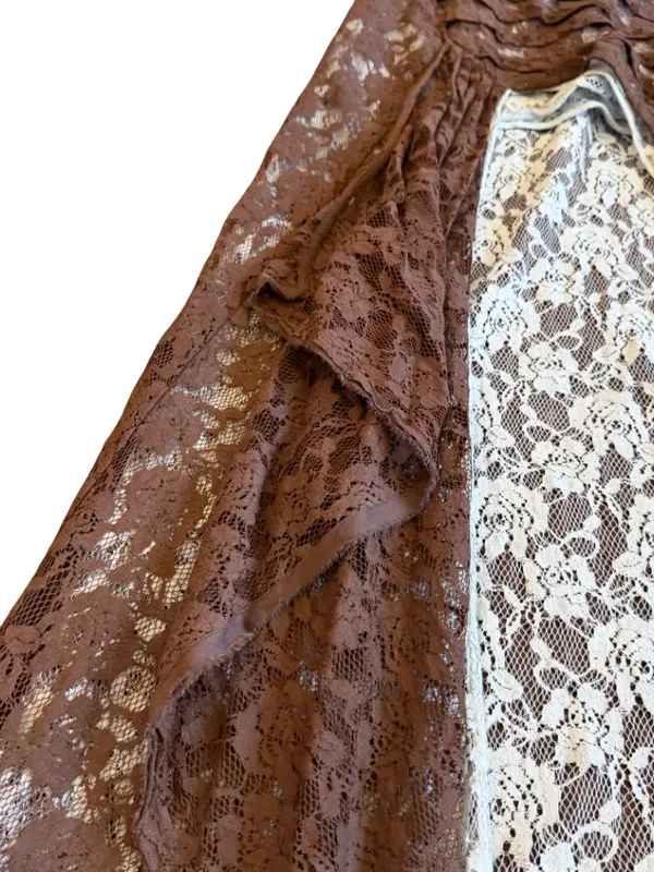 Free People FP One Solene Iced Chocolate High Low Maxi Skirt Stretch Lace NWT - Image 9