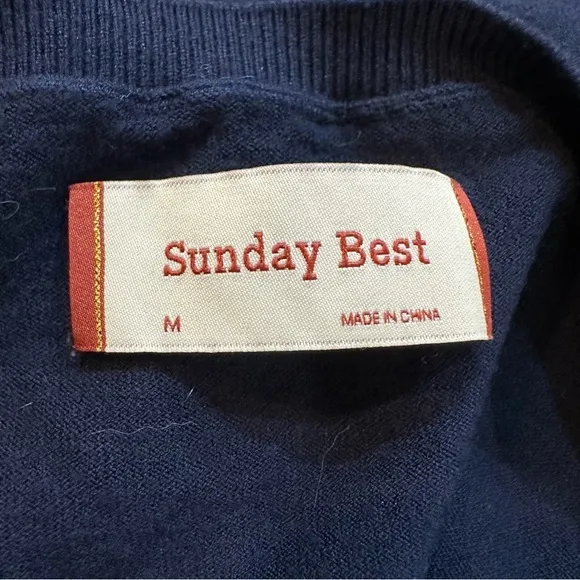 Aritzia Sunday Best Crewneck Long Sleeve Knit Pullover Sweater Navy‎ Size M - Image 7