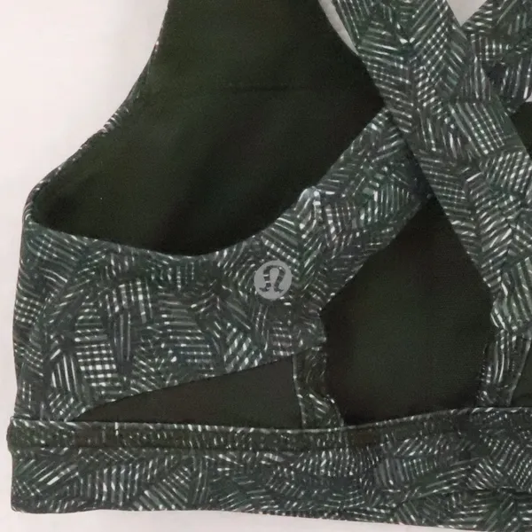 Lululemon Run Stuff Your Bra Womens Size 4 Green Stash Pockets Jazzy White Gator - Image 11