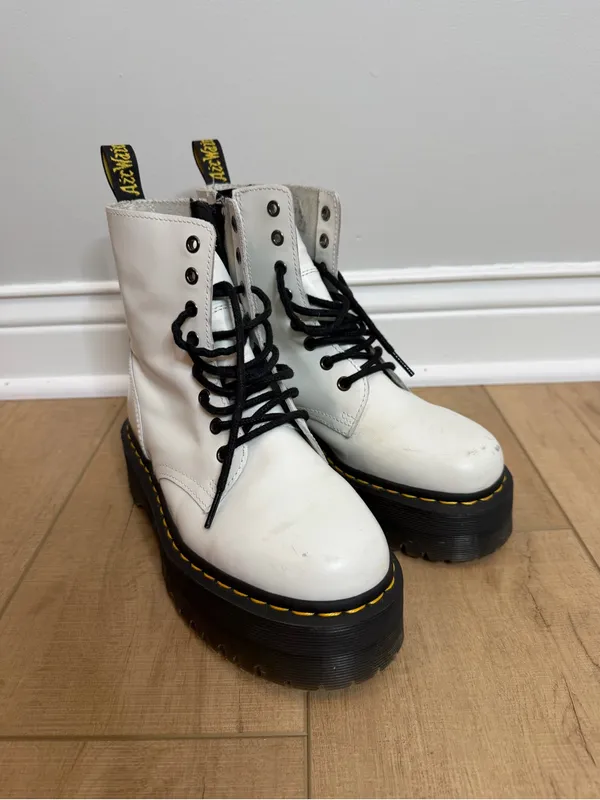 Dr. Martens Jadon White Smooth Leather Platform Boots Women’s 7 UK 5 EU 38 - Image 3