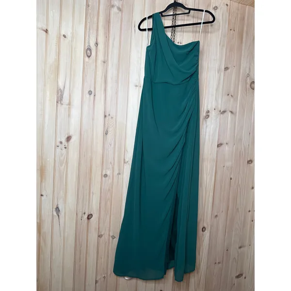 NWT Lulus Adeline Emerald One-Shoulder Scarf Maxi Dress Hoilday Party Gala Sz L - Image 2
