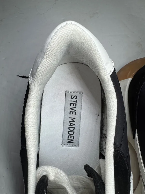 Steve Madden Womens 7 Kendrix Athletic Jogger Casual Sneakers Shoes black white - Image 6