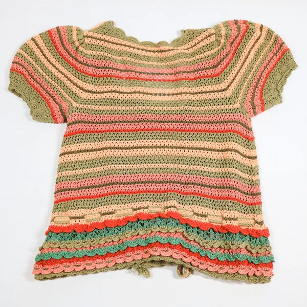 Polo Ralph Lauren Striped Pointelle Knit Sweater Tee Women S Crochet Multicolor - Image 3