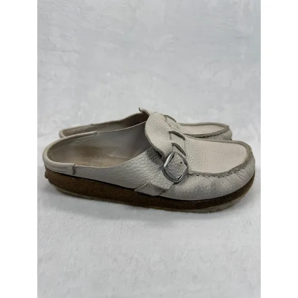 Birkenstock Leather Clogs Mules Buckle Slides‎ Neutral Size 40 US 9 - Image 4
