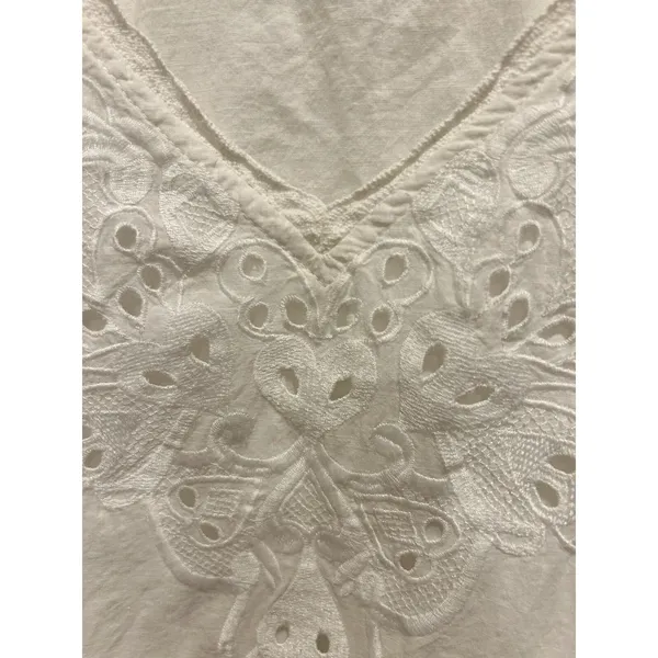 Anthro Let Me Be White Eyelet‎ Embroidered Peplum Cami Top Boho Cotton Sz 6 - Image 5