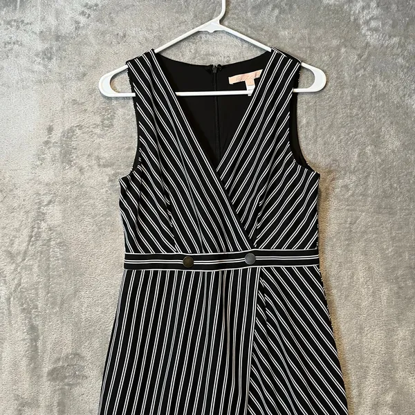 Hutch Indira Asymmetrical‎ Striped V-Neck Wrap Dress Size Small Black & White - Image 2