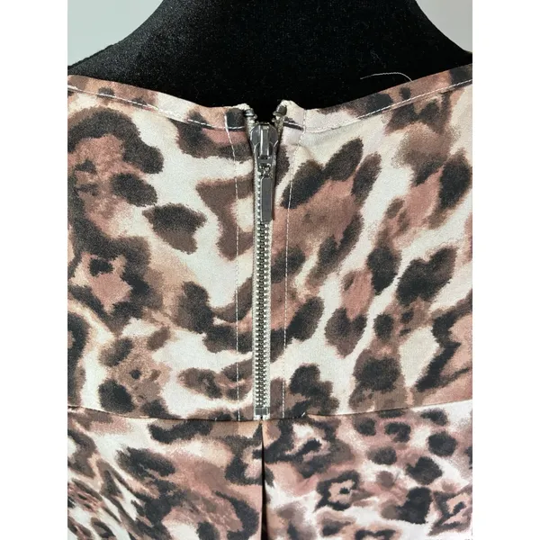 Maurices Womens Leopard Print Short‎ Sleeve Zipper Back Blouse Brown Size L - Image 5