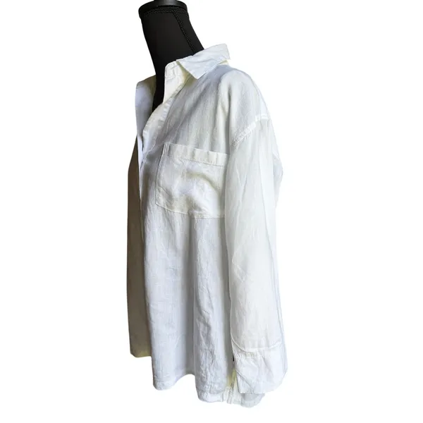 Old Navy Linen Blend White Tunic Cover Up Shirt Small Coastal Beach Resort - Image 3