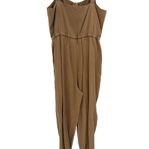 Alice + Olivia Tiana Button‎ Front Jumpsuit Tan Utility Cargo Tie Waist Size 8 - Image 11