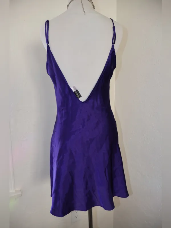 Vintage Fredericks of Hollywood Liquid Satin Lingerie Slip Small Deep Purple - Image 7