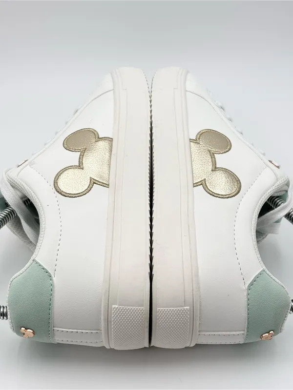 Disney White‎ Sneakers with Gold Mickey Accent and Mint Trim - Image 7