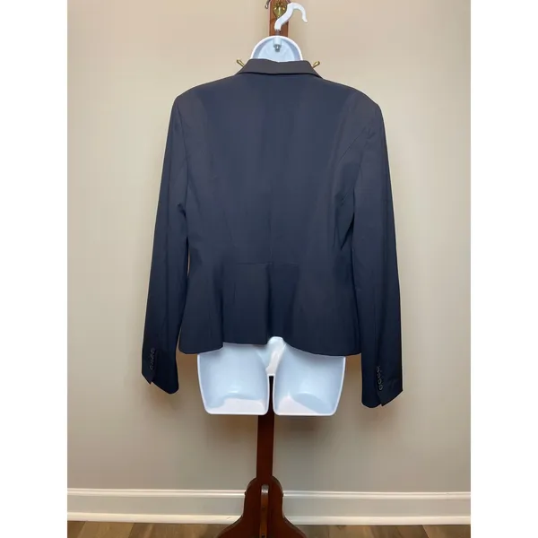 Ann Taylor Factory Blazer Size 10 Navy Satin Lined Single Button Classic Career - Image 3