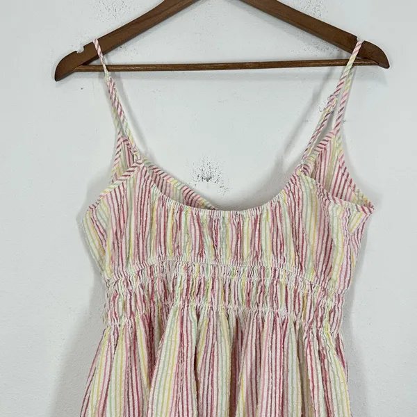 Maison Me Chrissy Dress Striped Rainbow Seersucker Sundress Midi Dress Babymoon - Image 13