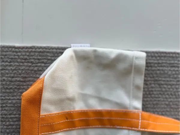 Vintage Ivory Orange Cotton Canvas Boat Tote Shoulder Bag Purse - Image 4