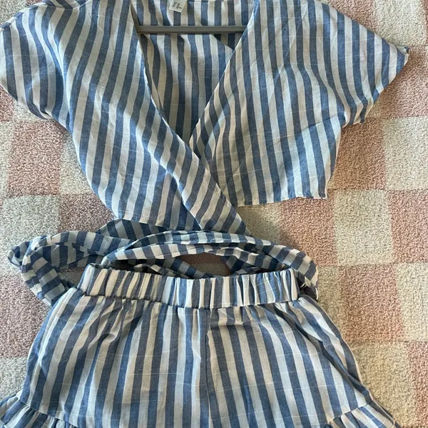 ZARA Blue and White Striped Two-Piece Set - Image 2