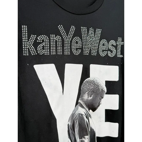 New black Kanye West graphic t-shirt L Rhinestone Concert Tee 2026 LA Unisex - Image 2
