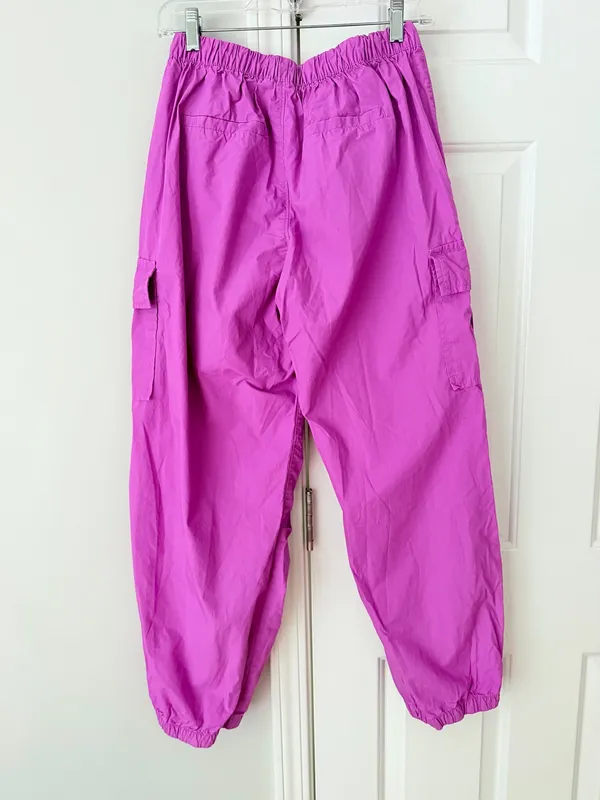 Gap Fuchsia Cargo Parachute Pants, Size XS - Image 6